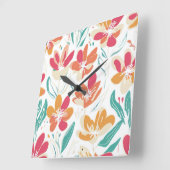 Horloge Carrée Gras Fleur sauvage Y2K Nostalgale vibrante Décor m (Angle)