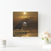 Horloge Carrée Gratitude Bald Eagle Spiritual Wildlife Clock (Maison)