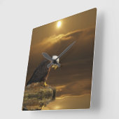 Horloge Carrée Gratitude Bald Eagle Spiritual Wildlife Clock (Angle)