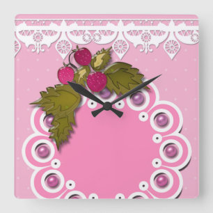 Horloge Carrée Grattage rose