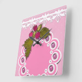 Horloge Carrée Grattage rose (Angle)
