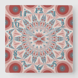 Horloge Carrée Grattez moderne Kaleidoscope Mandala art fractal