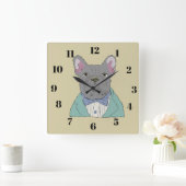 Horloge Carrée Gray French Bulldog (Maison)