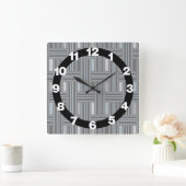 Horloge Carrée Gray Plaid Weave (Maison)