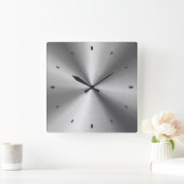 Horloge Carrée Gray Shiny Metallic Stainless Steel Look (Maison)