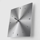 Horloge Carrée Gray Shiny Metallic Stainless Steel Look (Angle)