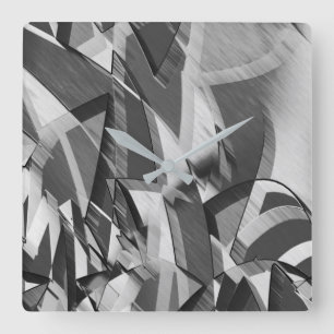 Horloge Carrée Gray streaks on some black, drizzled image
