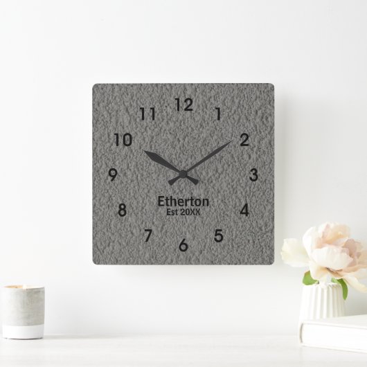 Horloge Carrée Gray Stucco Pattern (Maison)
