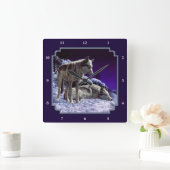 Horloge Carrée Gray Wolves (Maison)