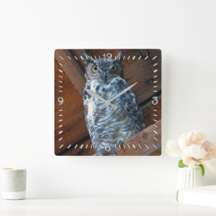 Horloge Carrée Great Horned Owl Square Clock