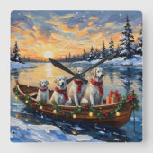 Horloge Carrée Great Pyrenees Christmas Boat Holiday (Recto)