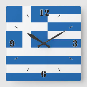 Horloge Carrée Grèce Nationale Drapeau Patriotique