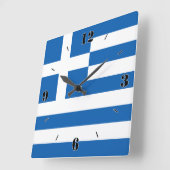 Horloge Carrée Grèce Nationale Drapeau Patriotique (Angle)