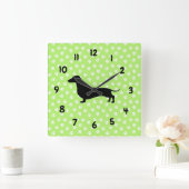 Horloge Carrée Green Dachshund Wall Clock (Maison)