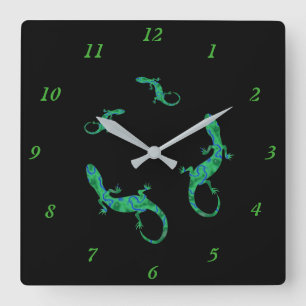 Horloge Carrée Green Gecko