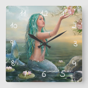Horloge Carrée green mermaid