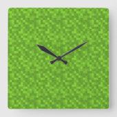 Horloge Carrée Green Pixel Pattern Retro 8-Bit Gaming (Recto)