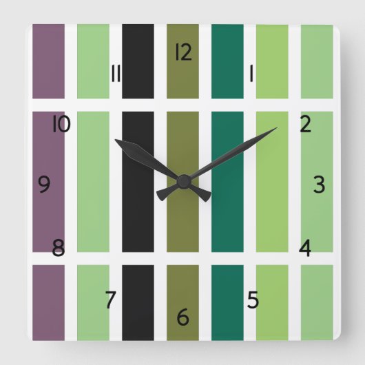 Horloge Carrée Green purple Black Hues (Recto)
