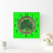 Horloge Carrée Green Shamrock and Celtic Knots (Maison)