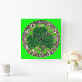Horloge Carrée Green Shamrock and Celtic Knots (Maison)