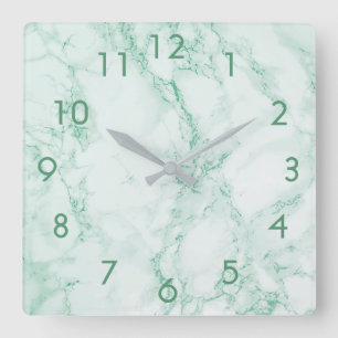 Horloge Carrée Green trendy marble