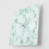Horloge Carrée Green trendy marble (Angle)