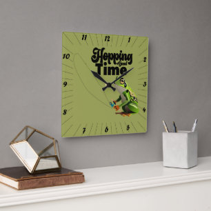Horloge Carrée Grenouille de pêche pour un bon moment de saut