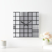 Horloge Carrée Grey scale abstract (Maison)