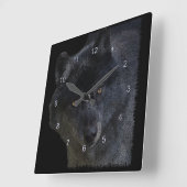 Horloge Carrée Grey Wolf Face Wildlife-Supporter Art Clock (Angle)