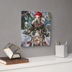 Horloge Carrée Greyhound Chien équitation Moto Noël