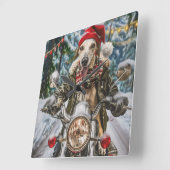 Horloge Carrée Greyhound Chien équitation Moto Noël (Angle)