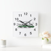 Horloge Carrée Greyhound Whippet à la tête d'un emblème de crête (Maison)