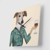 Horloge Carrée Greyhound Wine Snob (Angle)