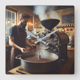 Horloge Carrée Grille café