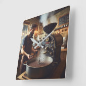 Horloge Carrée Grille café (Angle)
