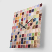 Horloge Carrée Grille de mosaïque vintage (Angle)