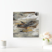 Horloge Carrée Gris Abstrait neutre | Silvia Vassileva (Maison)