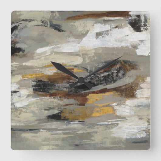 Horloge Carrée Gris Abstrait neutre | Silvia Vassileva (Recto)