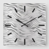 Horloge Carrée Gris Argent Graphite Animal peau Noir Abstrait (Recto)