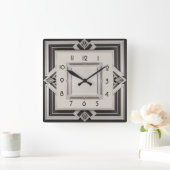 Horloge Carrée Gris Art Déco (Maison)