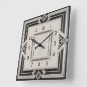 Horloge Carrée Gris Art Déco (Angle)