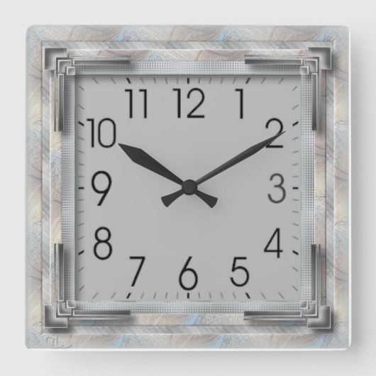 Horloge Carrée gris Art déco (Recto)