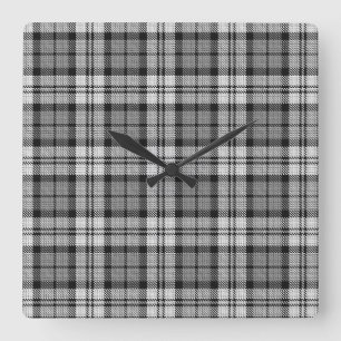 Horloge Carrée Gris Blackwatch Tartan Design Plaid