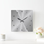 Horloge Carrée gris clair, argent sous métal (Maison)