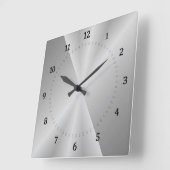 Horloge Carrée gris clair, argent sous métal (Angle)