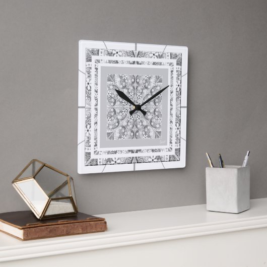 Horloge Carrée Gris dentée céramique (Bureau)