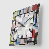 Horloge Carrée Gris encadré rétro (Angle)