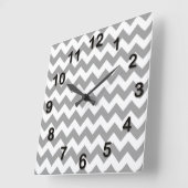 Horloge Carrée Gris foncé motif chevron zig-zag blanc (Angle)