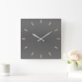Horloge Carrée Gris Graphit Rose Blush Pink Ombre Parties scintil (Maison)