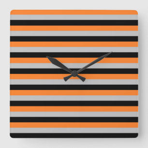Horloge Carrée Gris, orange et noir